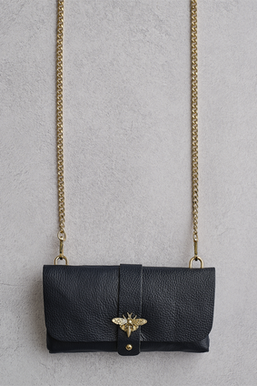 Leather Bee Bag in Black