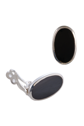 Onyx and Sterling Silver Clip On Earrings