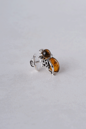 Small Amber Bee Pin Brooch