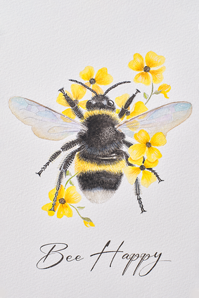 Original A5 Artwork Print Buzzing Bee