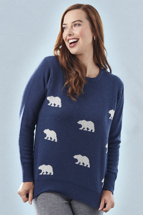 Polar Bear Cashmere Jumper in Blue