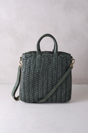 Large Woven Leather Shoulder Bag