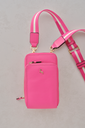 Ortona Leather Phone Bag in Pink