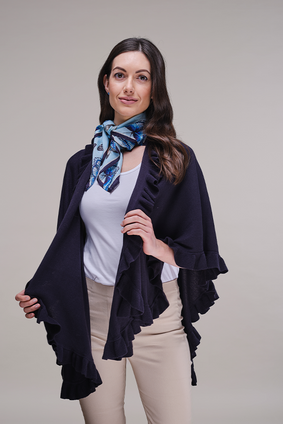 Cashmere Cotton Frill Wrap with Flutter by Butterfly Silk Scarf