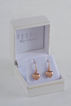 Rose Gold Heart Drop Earrings