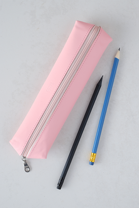 Small Leather Pencil Case in Flamingo