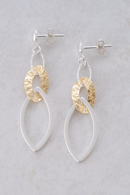 Two Tone Sterling Silver Stud Earrings