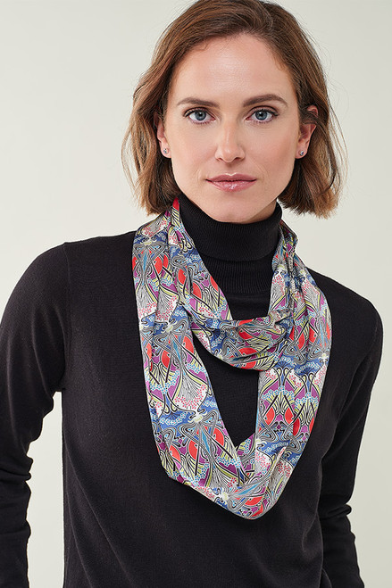 Liberty Print Satin Silk Infinity Scarf in Ianthe Liberty Print Satin Silk Infinity Scarf in Ianthe
