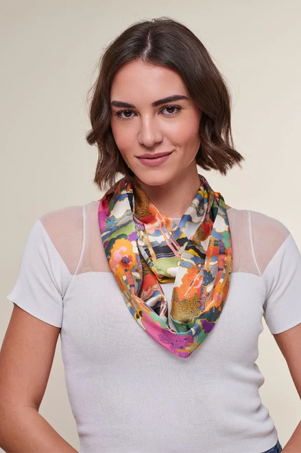 Liberty Print Satin Silk Infinity Scarf in Prospect Road