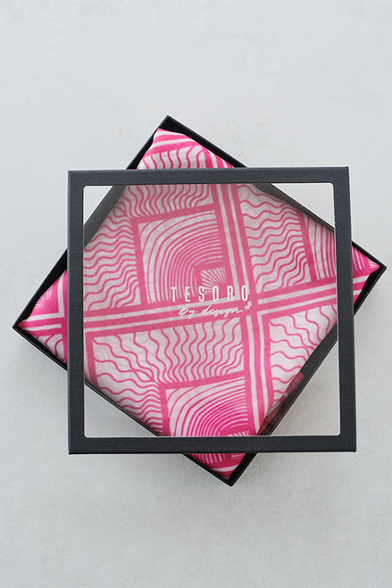 Deco Couture Silk Scarf in Pink Boxed