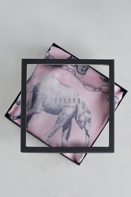 Elephant March Large Silk Scarf