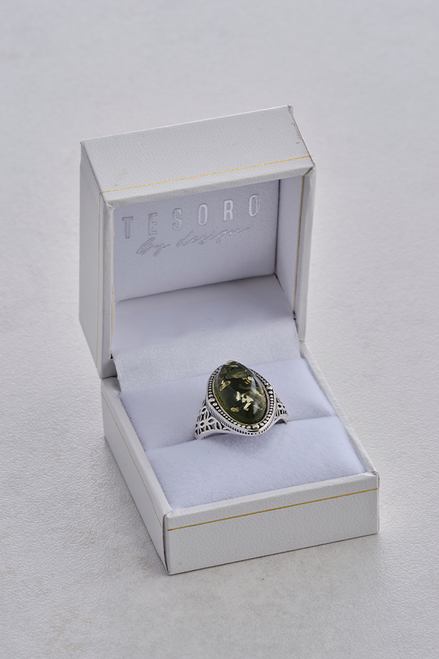 Green Amber Adjustable Ring Green Amber Adjustable Ring