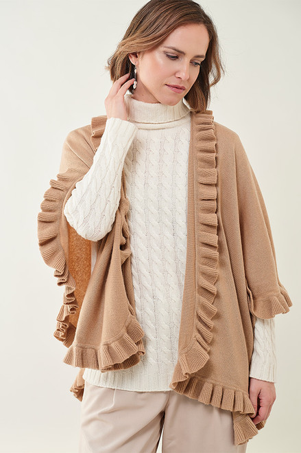 Cashmere & Merino Frill Wrap in Caramel Cashmere & Merino Frill Wrap in Caramel