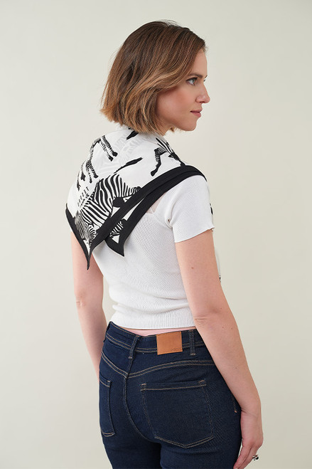 Zebra Dazzle Large Silk Scarf & Bucket Bag