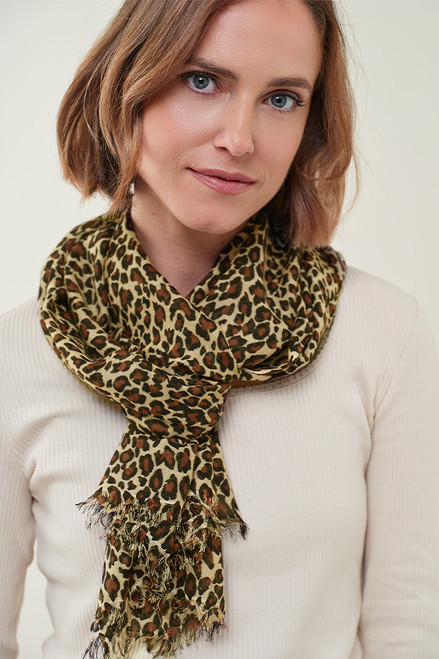Leopard Print Pashmina Stole in Brown Leopard Print Pashmina Stole in Brown