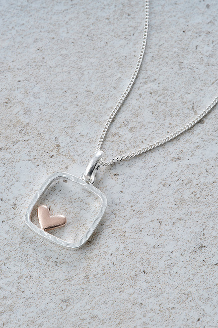Sterling Silver Heart Frame Necklace