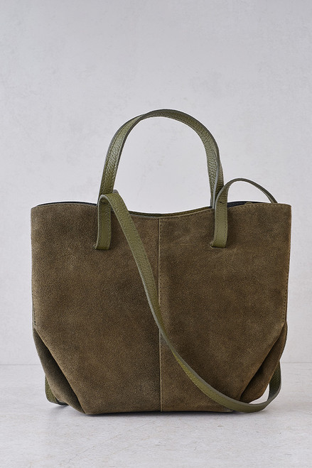 Suede Shoulder Bag in Olive Green Suede Shoulder Bag in Olive Green