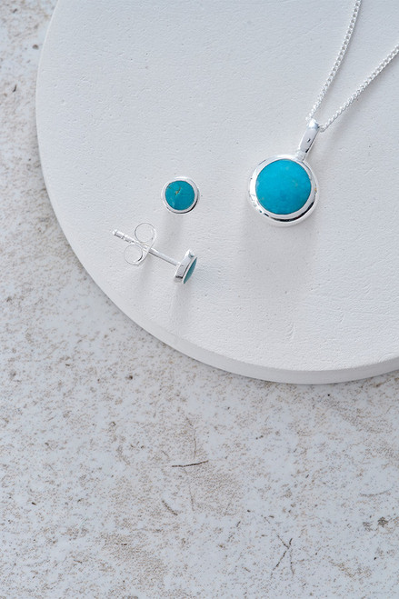 Sterling Silver & Turquoise Pendant & Earrings