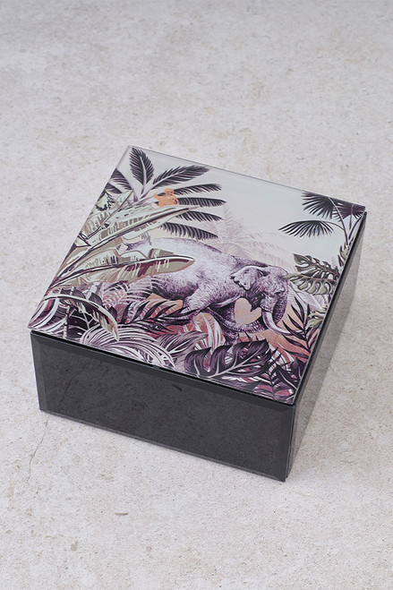 Glass Animal Trinket Box Elephant