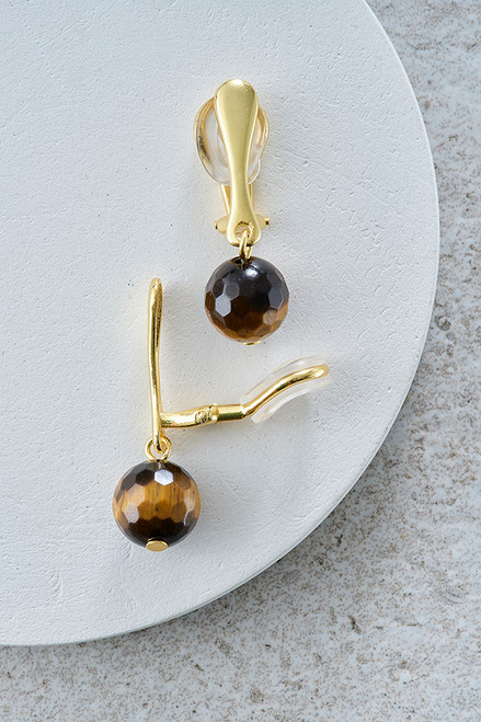 Tigers Eye Clip On Earrings