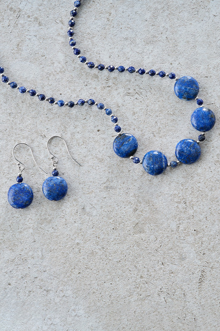 Sterling Silver & Lapis Necklace & Earrings  Sterling Silver & Lapis Necklace & Earrings