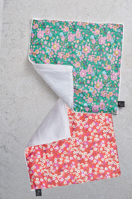 Liberty Print Face Cloth in Mitsi Chilli & Besty Meadow 