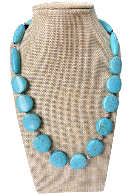 Turquoise Howlite Disc Necklace