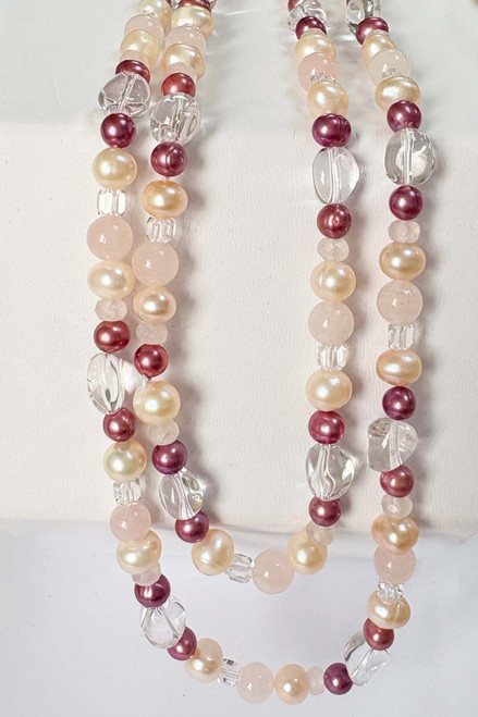 Pearl  & Crystal Long Necklace