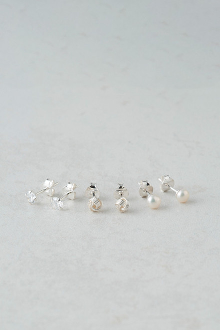 Sterling Silver Triple Set Earrings 