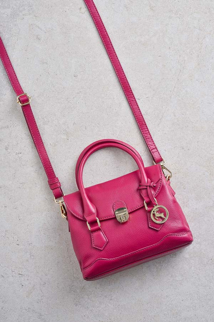 Little Leather Grab Bag in Raspberry