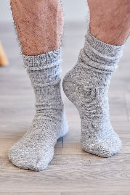 Men’s Mohair Bed Socks in Grey