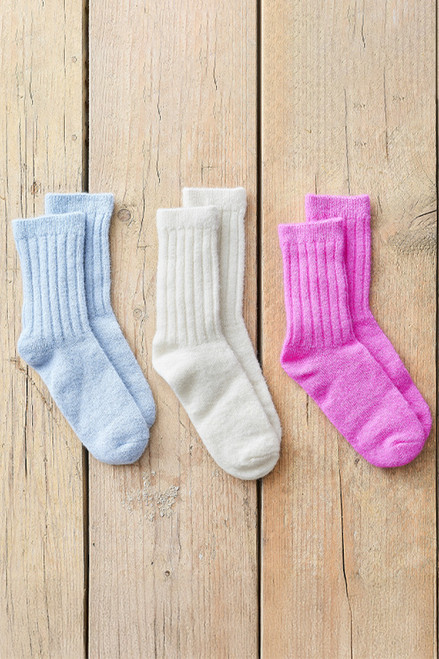 Ladies Mohair Bed Socks all three colours