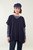 Pure Cashmere V-Neck Poncho in Navy