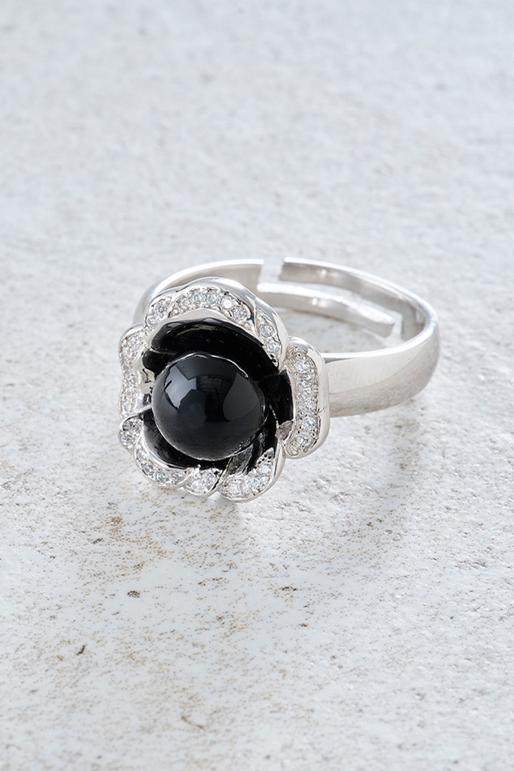 Sterling Silver & Onyx Adjustable Ring