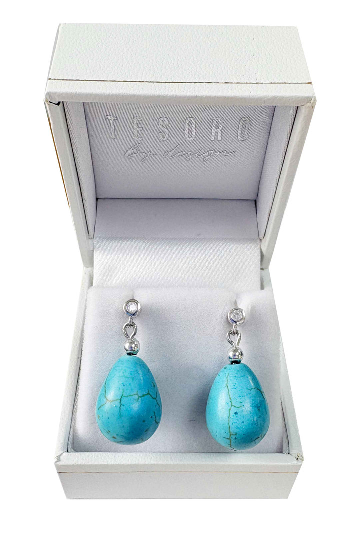 Turquoise Howlite and Zirconia Earrings