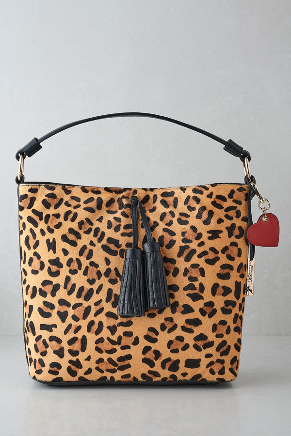 Leopard Print Leather Handbag 