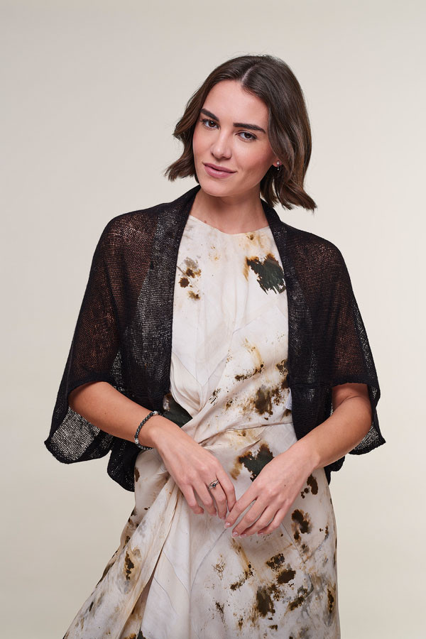 Pure Cashmere Fine Knit Shrug Black