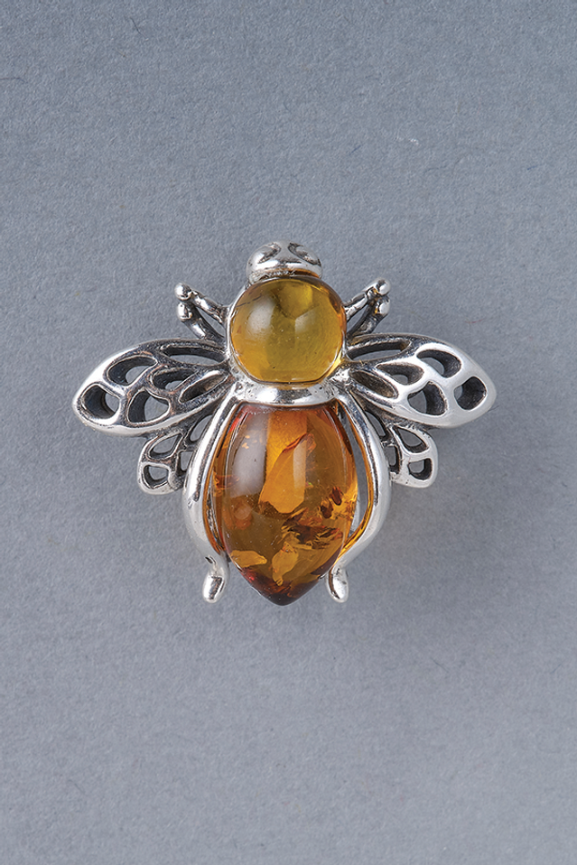 Small Amber Bee Pin Brooch