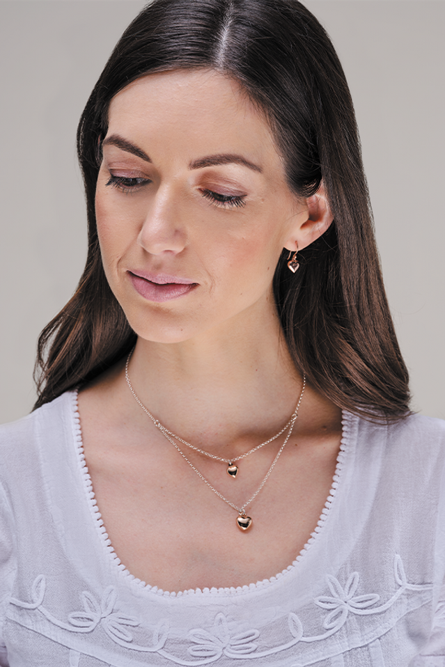 Sterling Silver & Rose Gold Heart Necklace