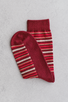 Men's Cashmere Socks in Burgundy Stripe