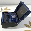 Bộ Hộp Quà Tặng Cà Vạt - Màu Xanh Sọc Đen - Vương Miện Thập Giá - SPKC-2829