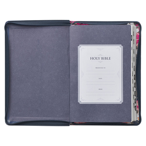  Kinh Thánh Tiếng Anh - Bản KJV - Bản Deluxe Gift - Bìa Dây Kéo Hoa Màu Xanh - KJV175