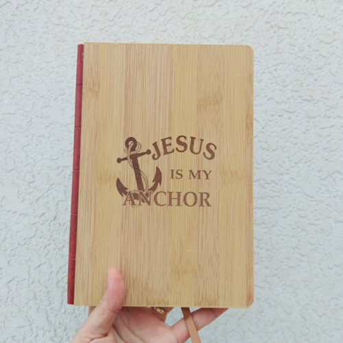 Sổ Tay Cơ Đốc Bìa Gỗ Khắc - Jesus is My Anchor - SO-2396