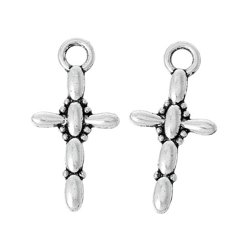 Set 10 Hạt Charm - Thập Giá Phong Cách Tibetan - Màu Bạc - VPP-2402