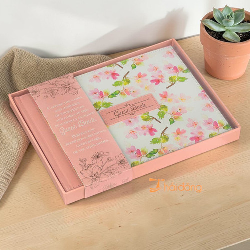 Sổ Tay Cơ Đốc Ngoại Nhập - Sổ Lưu Bút - Guest Book Floral Màu Hồng - GST43