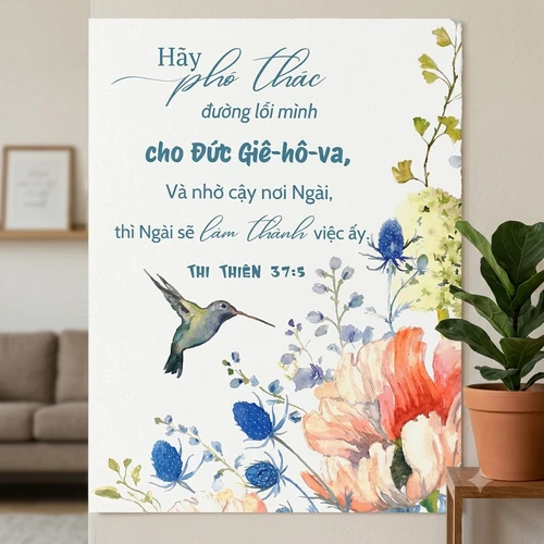 Bảng Gỗ Trang Trí Treo Tường 30x40cm - Thi Thiên 37:5 - DG-2862