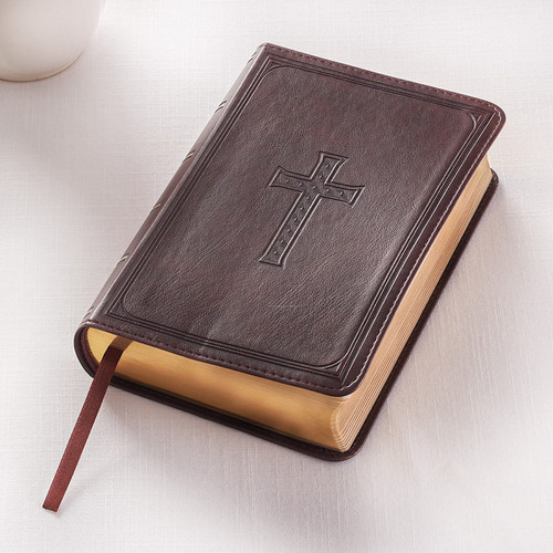 Kinh Thánh Tiếng Anh - Bản KJV - Large Print Compact - Bìa Da Màu Nâu Thập Giá - KJV082