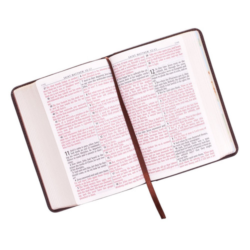 Kinh Thánh Tiếng Anh - Bản KJV - Large Print Compact - Bìa Da Màu Nâu Thập Giá - KJV082