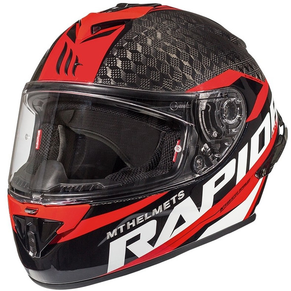 Casco Racing Moto da Bambino in Carbonio Mt Helmet RAPIDE PRO KID Carbon C5 Rosso Fluo