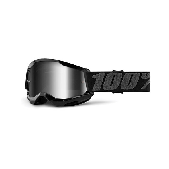 MASCHERA 100% STRATA 2 YOUTH BLACK - LENTE A SPECCHIO ARGENTO